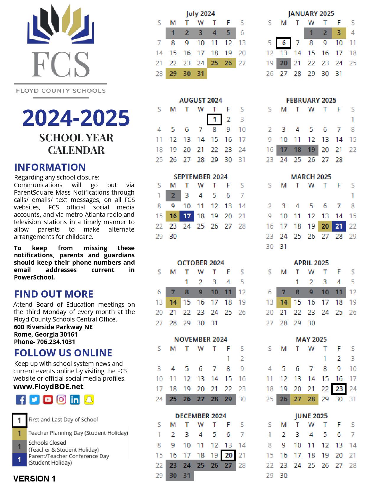 Floyd County Schools Calendar 202425 Holiday Breaks