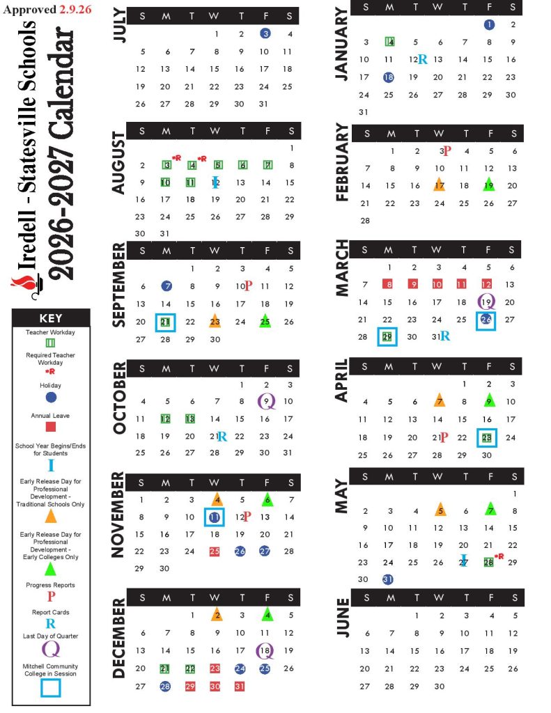 Iredell Statesville Schools Calendar 2026-27
