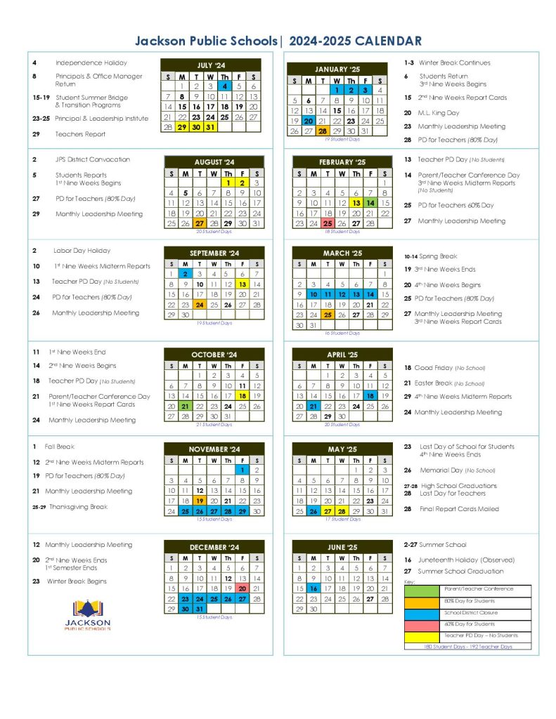 Jackson Public Schools Calendar