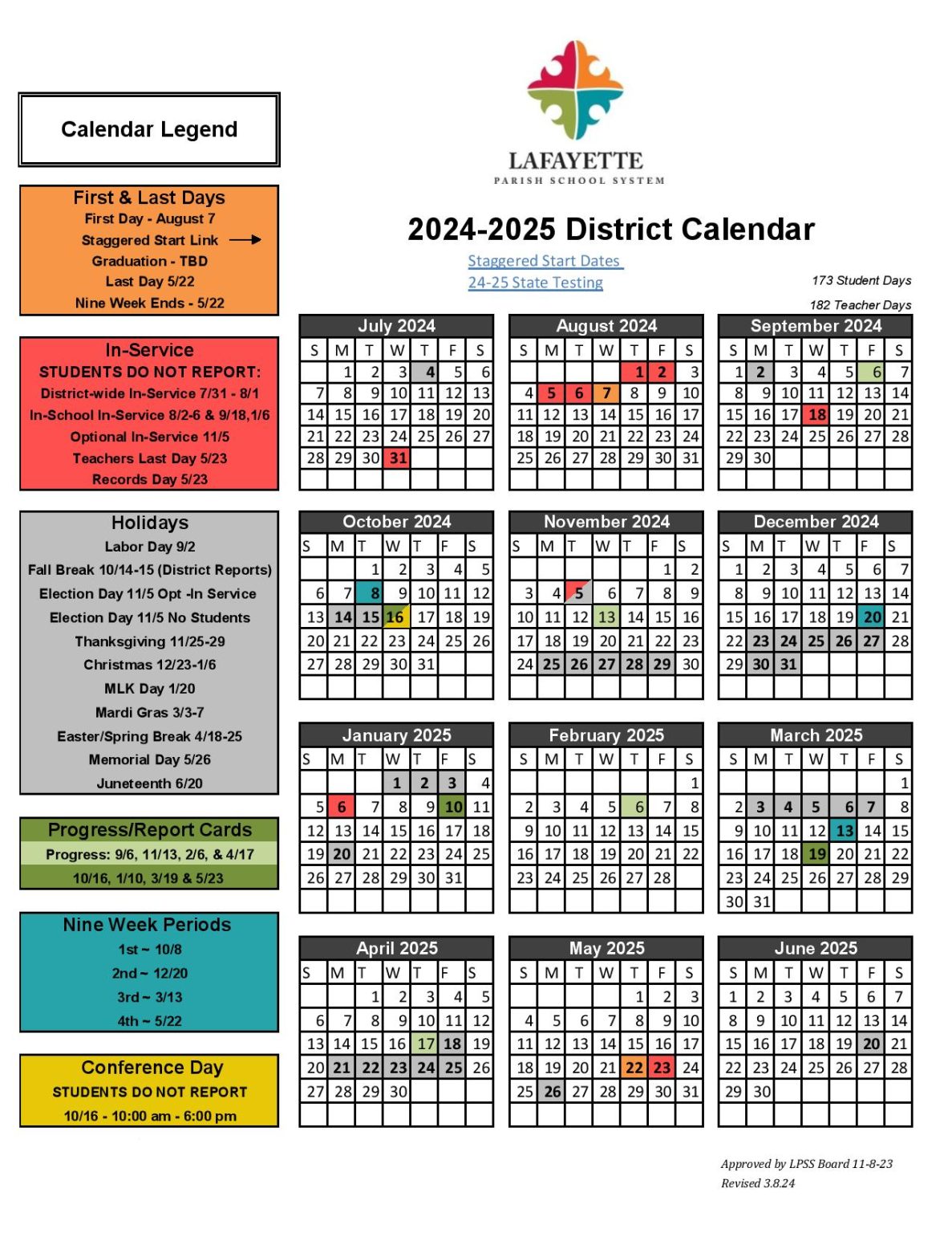 Lafayette Parish School Calendar 20242025 Louisiana