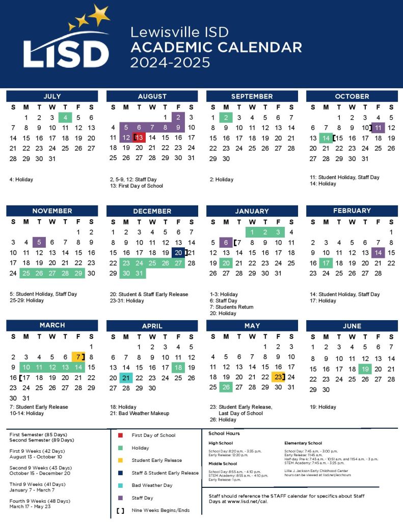 Lewisville ISD Calendar 2024-2025