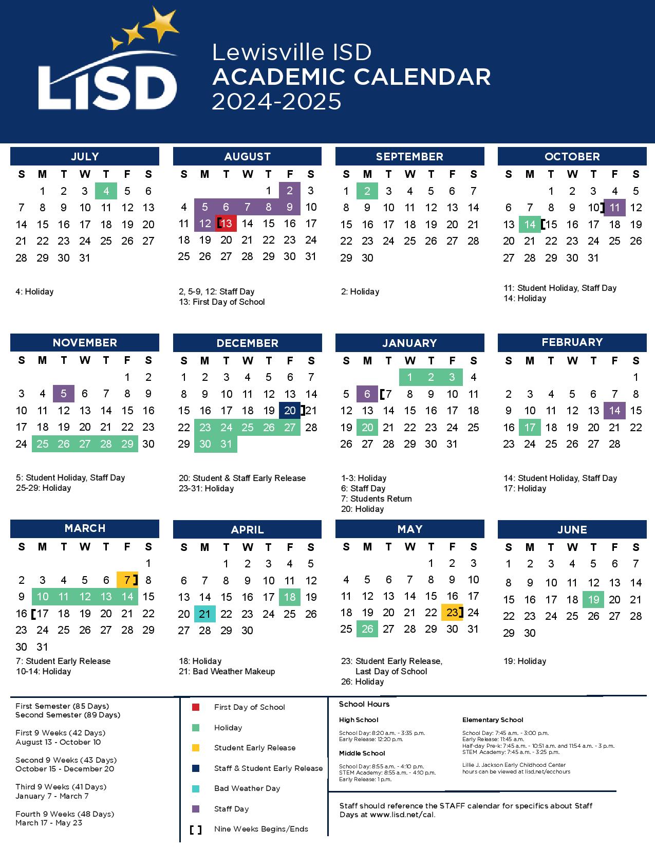 Lewisville ISD Calendar 2025-2026 | Download PDF