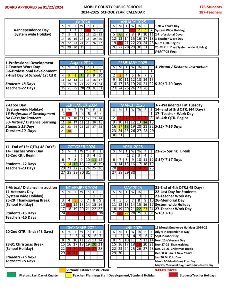 Mobile County Public Schools Calendar