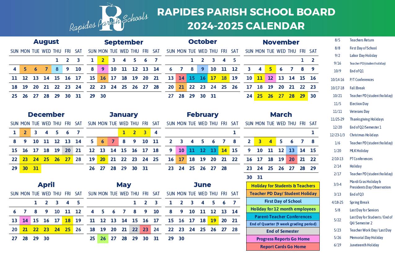 Rapides Parish School Calendar 2024-2025 | Download PDF