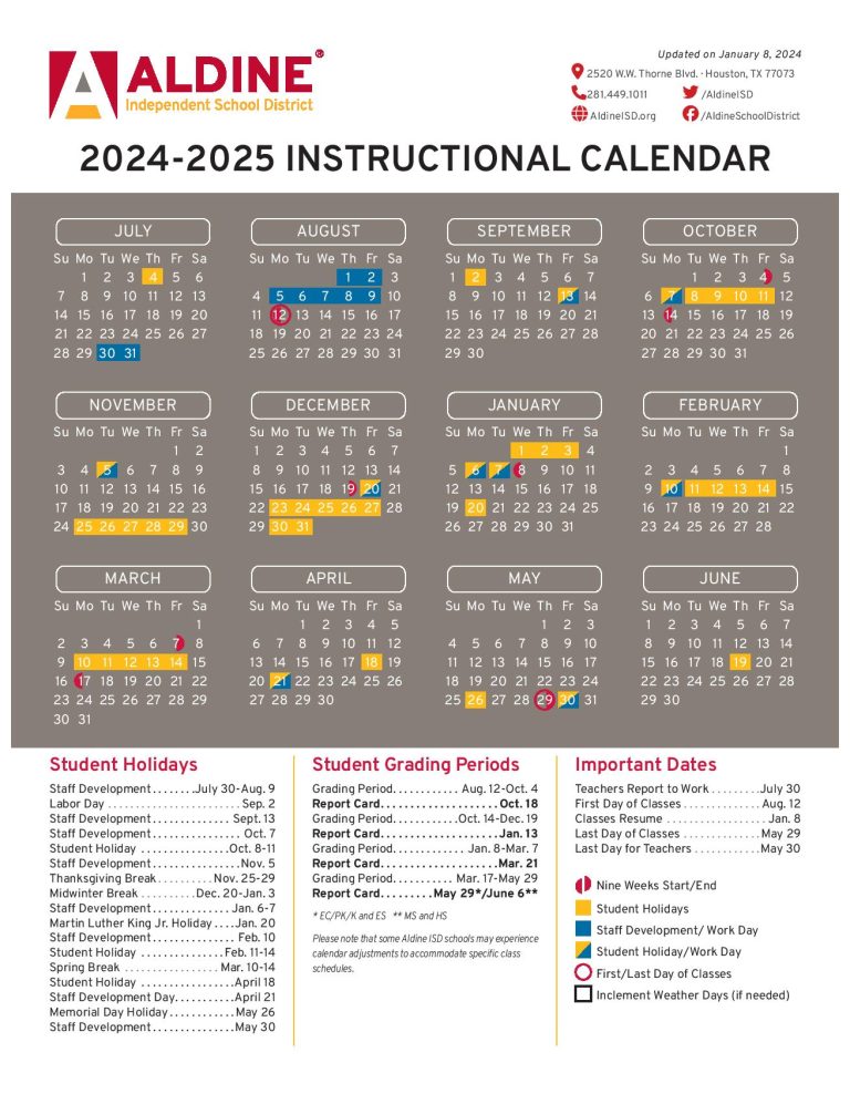 Aldine Isd Calendar 24 25 First Day Of School Aldine Isd Calendar 24 25 First Day Of School