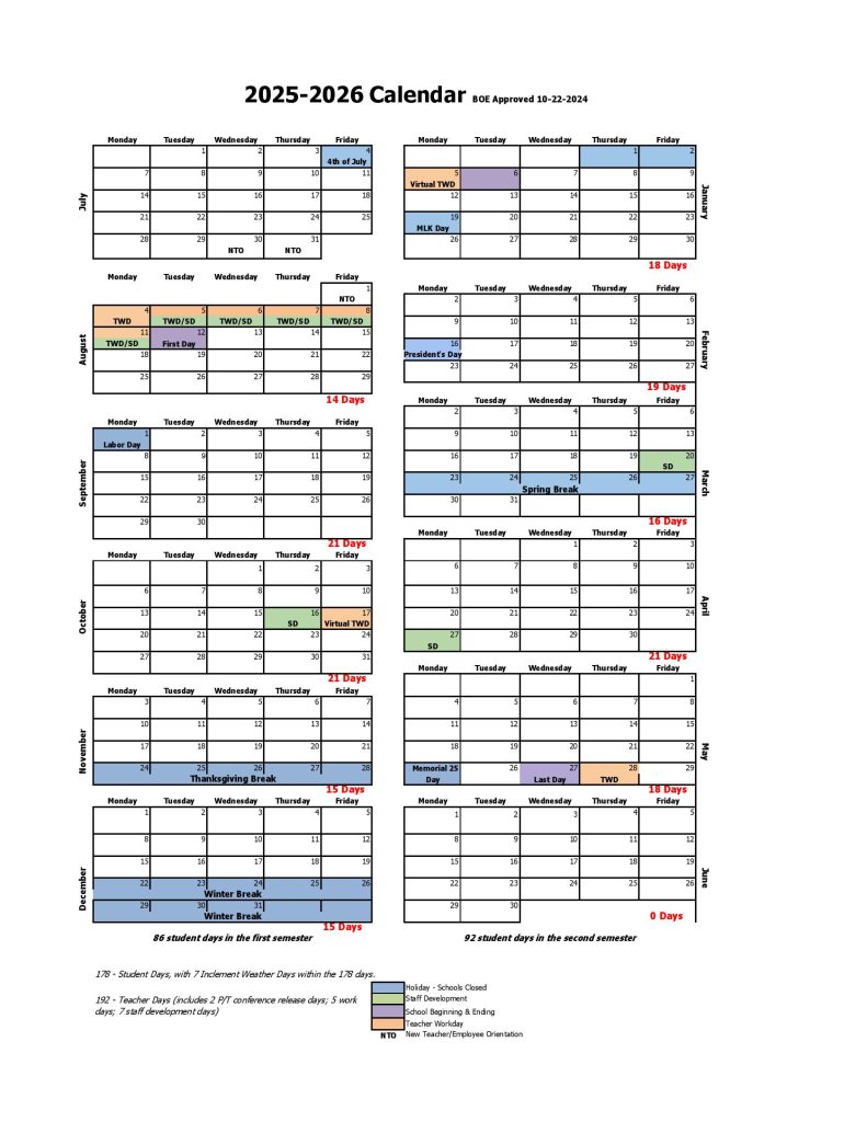 Bentonville School District Calendar 2025-2026