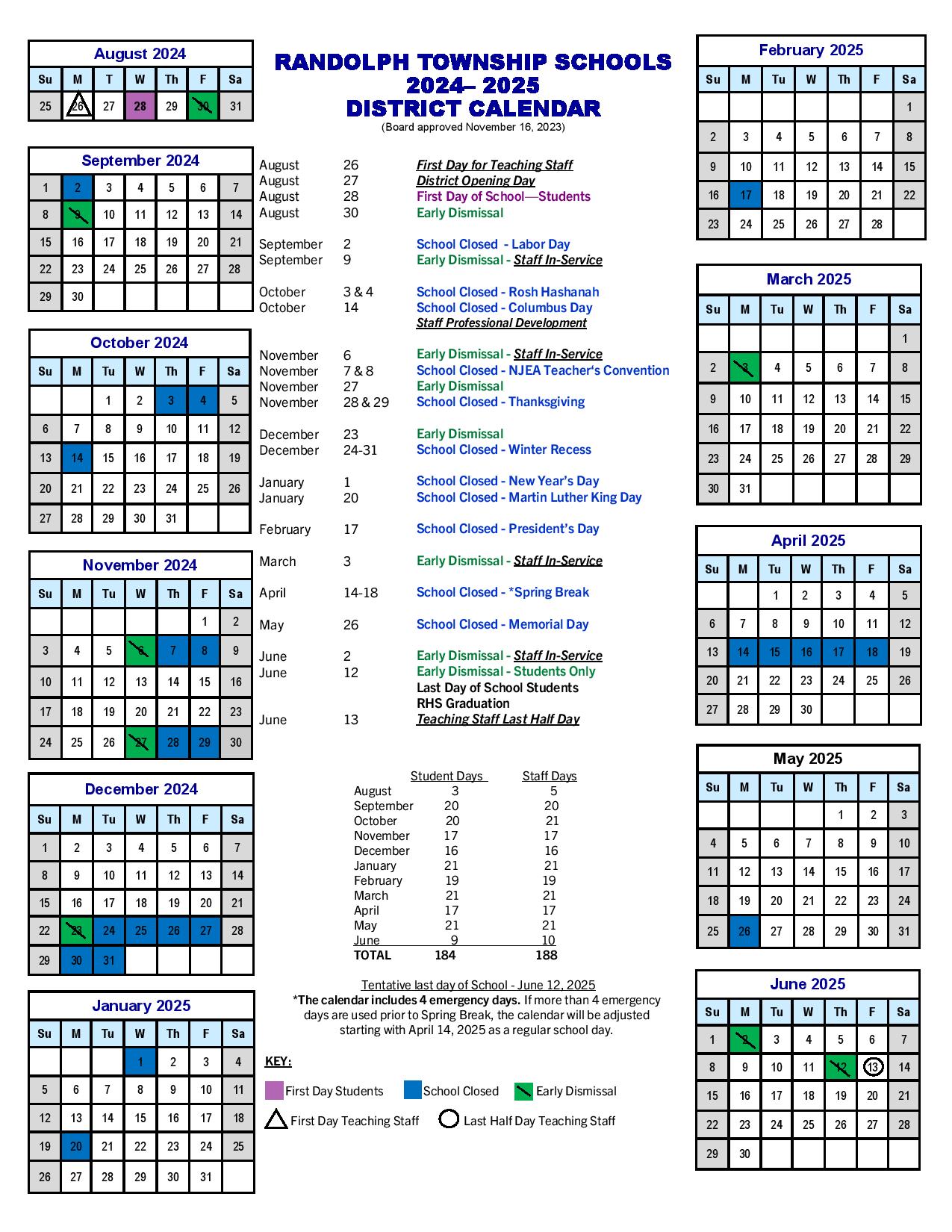 Randolph Township Schools Calendar Holidays 20252026 Randolph Township Schools Calendar Holidays 20252026