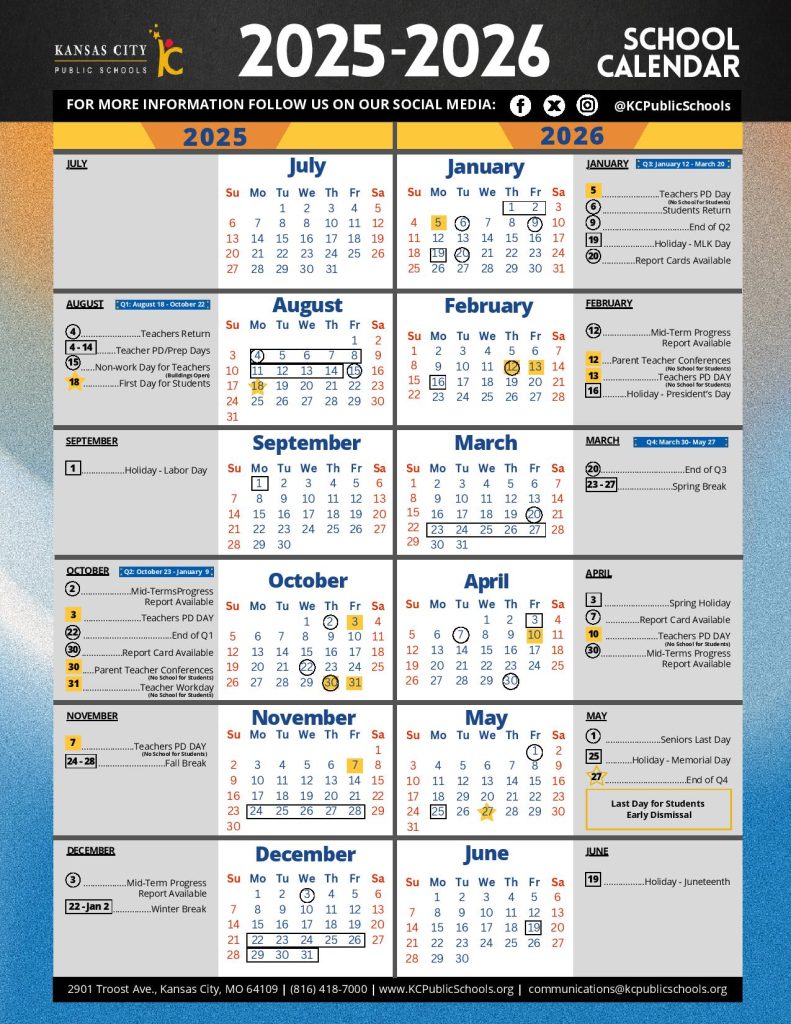 Kansas City Public Schools Calendar 2025-2026