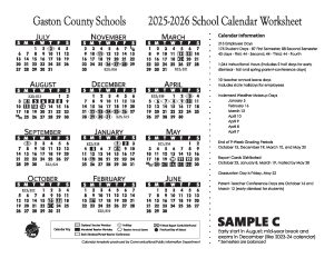 Gaston County Schools Calendar 2025 2026 Holidays