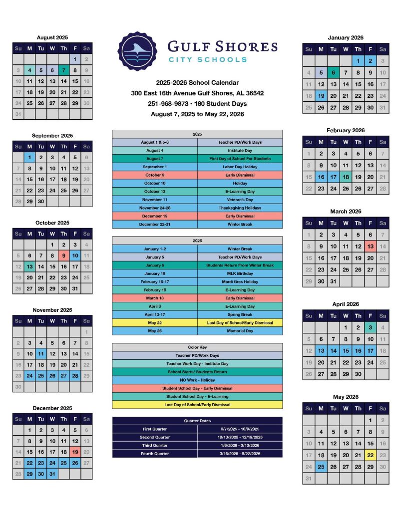 Gulf Shores City Schools Calendar 2025