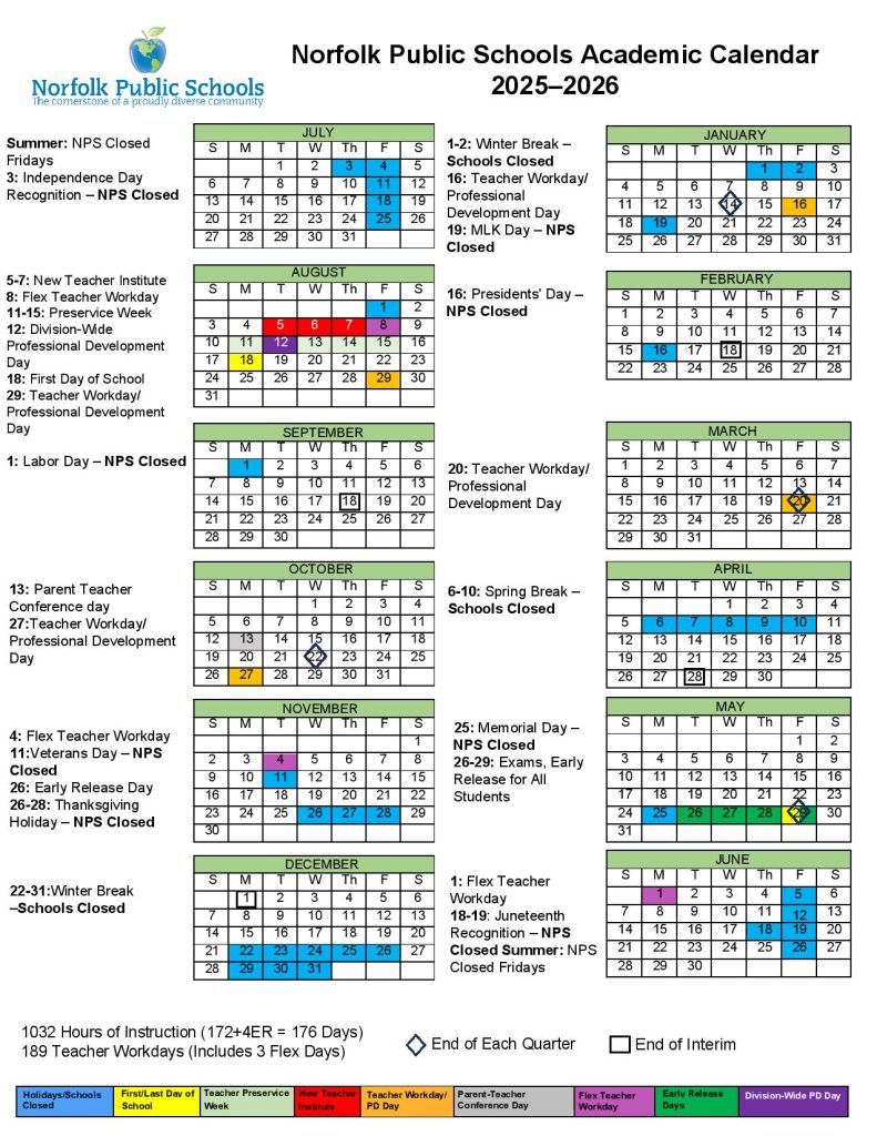 Norfolk Public Schools Calendar 2025-2026