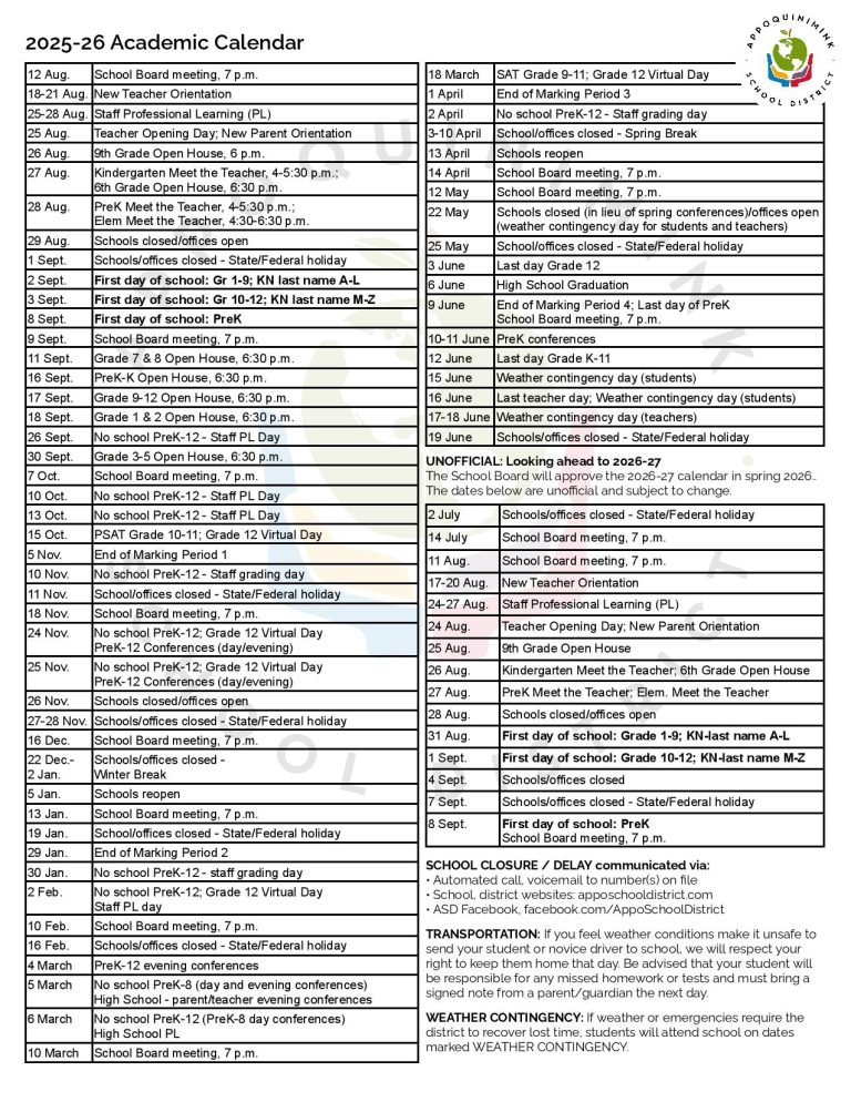 Appoquinimink School District Calendar 2025 2026 Appoquinimink School District Calendar 2025 2026