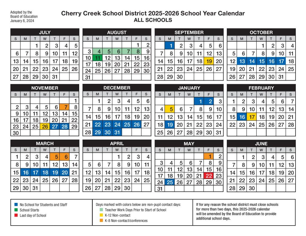Cherry Creek School District Calendar 2025