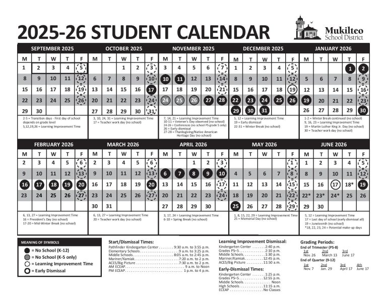 Mukilteo School District Calendar 2025 2026 Download Now