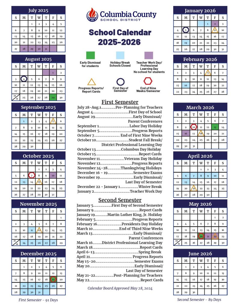 Columbia County GA School Calendar 2025