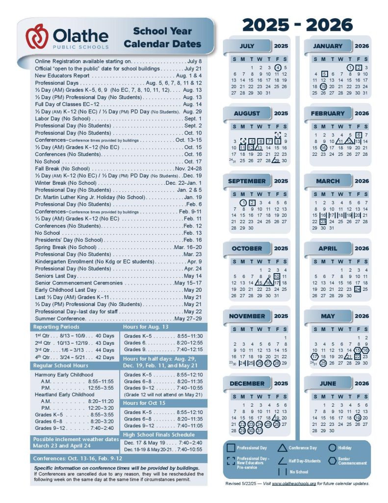 Olathe Unified School District Calendar 2025