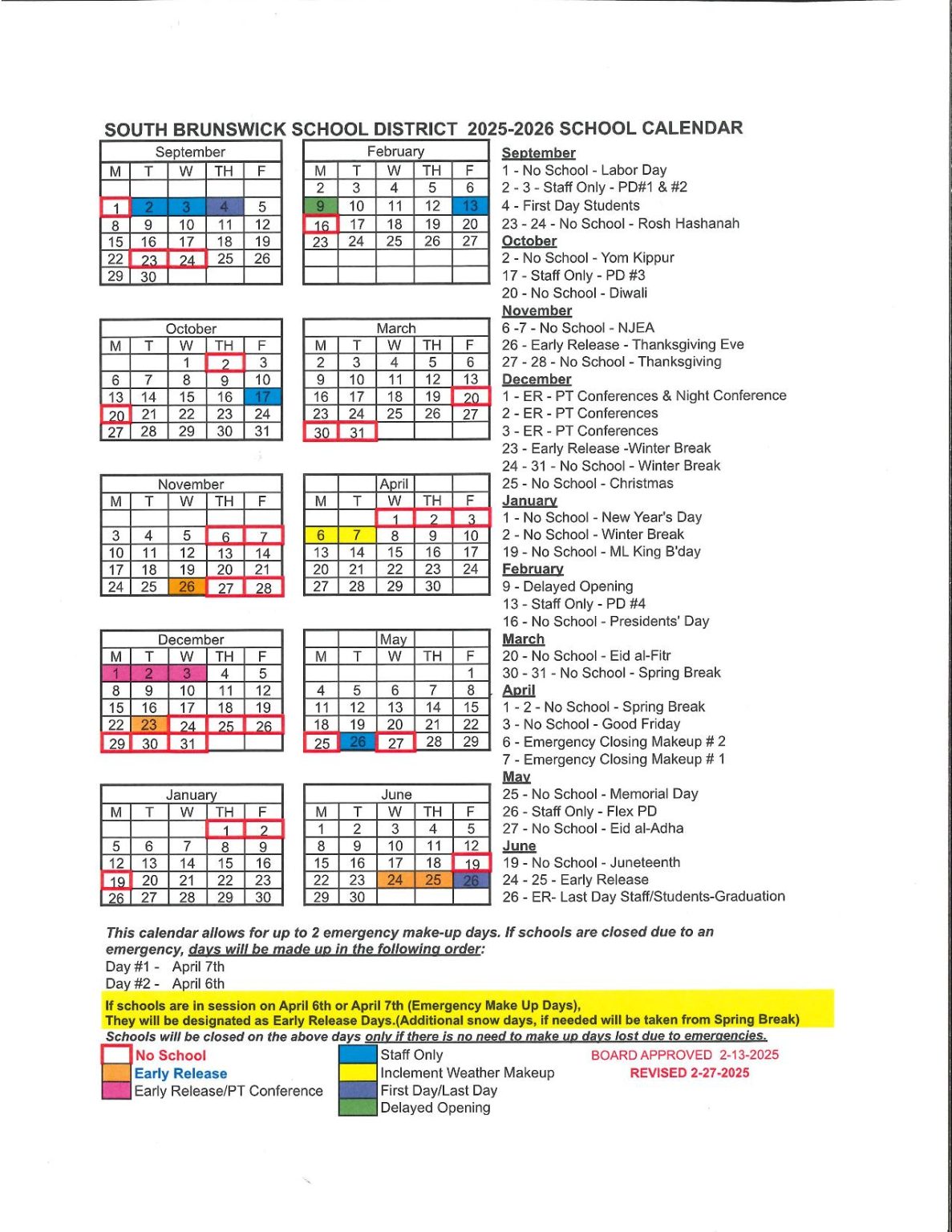 South Brunswick Schools Calendar 2025 2026 Holidays