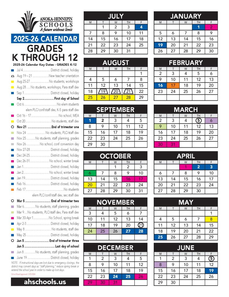 Anoka Hennepin School Calendar 2025