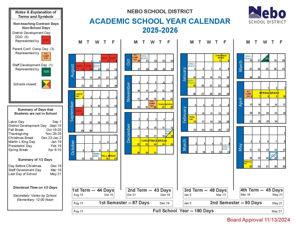 Nebo School District Calendar 2025
