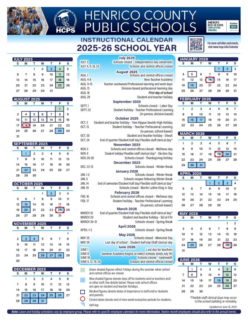 Henrico County Public Schools Calendar 2025