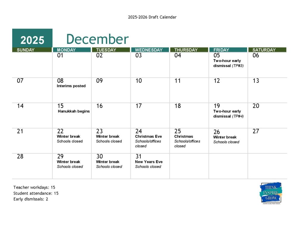 Charles County Schools Calendar 2025