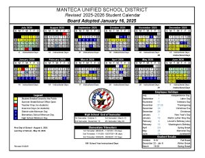 Manteca Unified School District Calendar 2025 2026