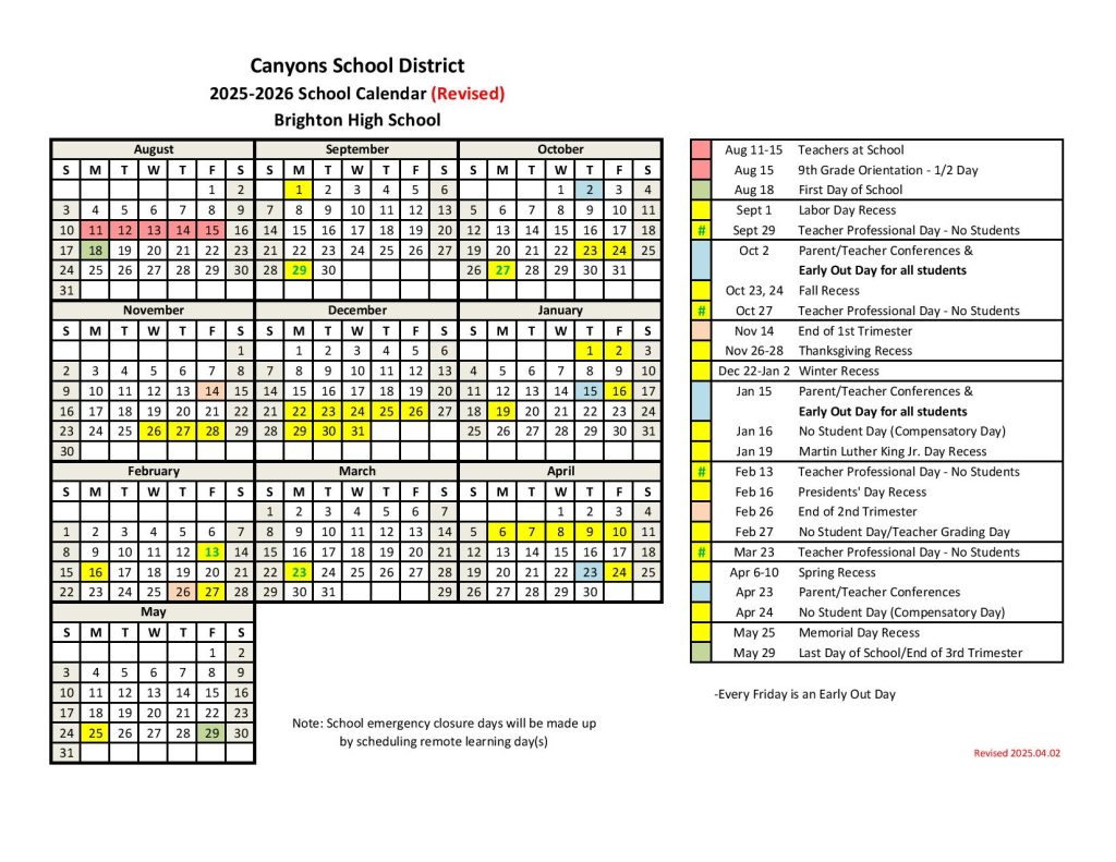 Canyons School District Calendar 2025