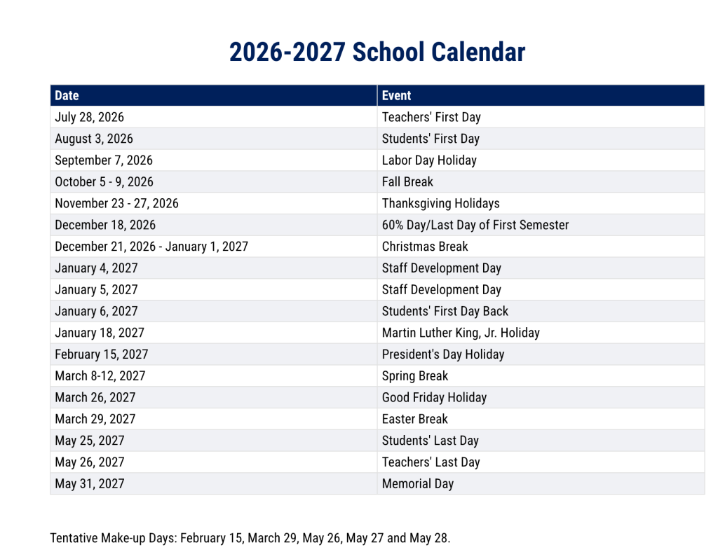 DeSoto County School District Calendar 2026-2027