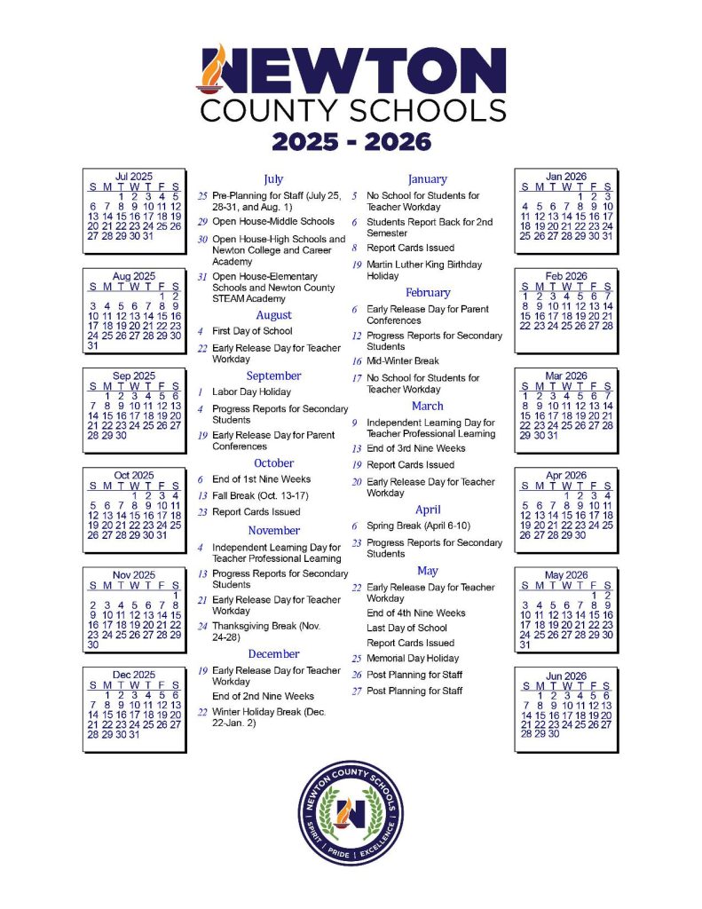 Newton County School Calendar 2025