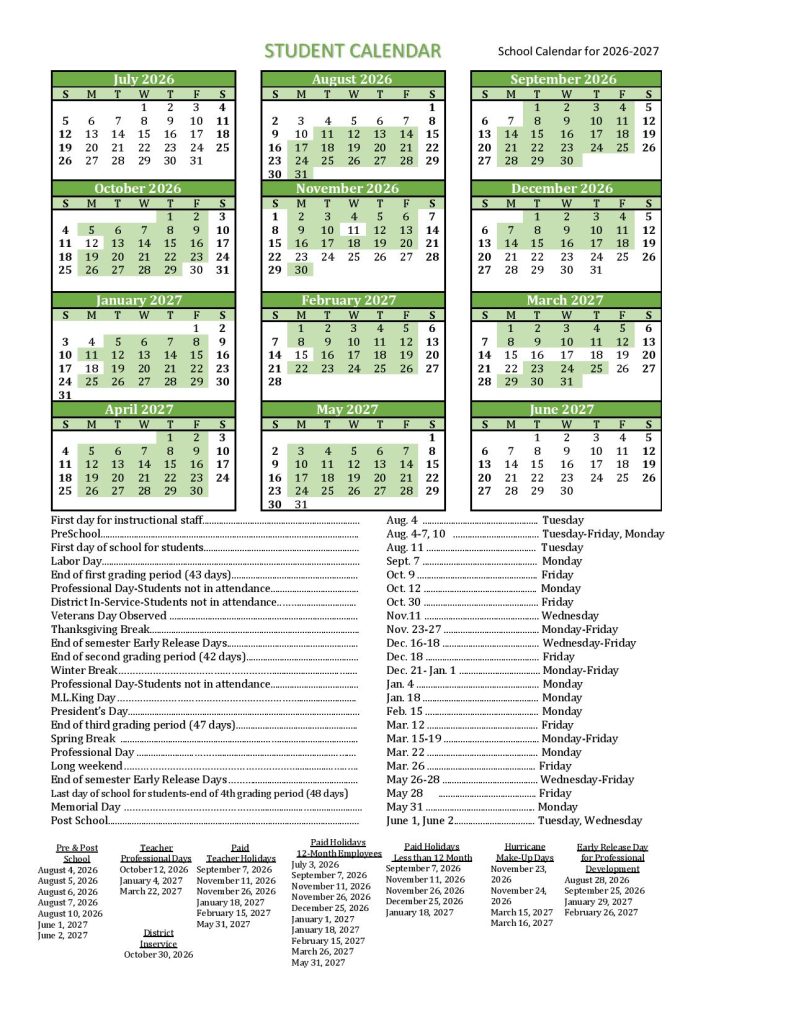 Hernando County School Calendar 2026