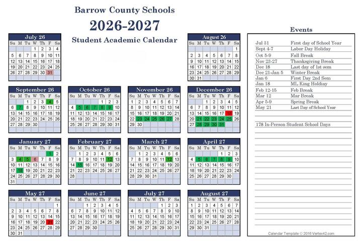 Barrow County Schools Calendar 2026
