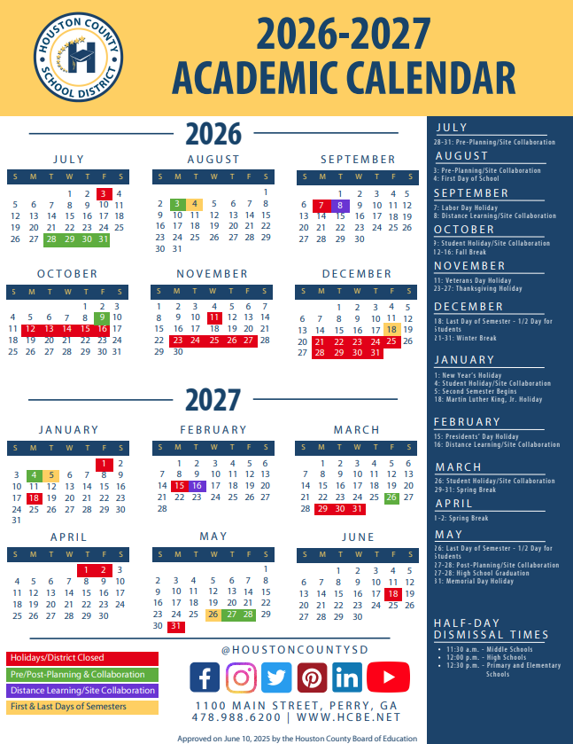 Houston County Schools Calendar 2026-2027